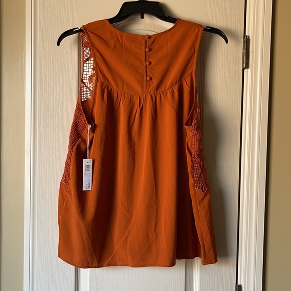 Chelsea28 Burnt Orange Lace Sleeveless Top - Picture 2 of 4
